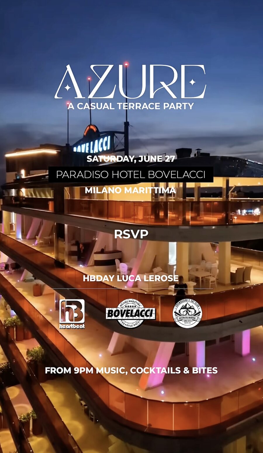 Azure, a casual terrace party — Paradiso Hotel Bovelacci, Milano Marittima